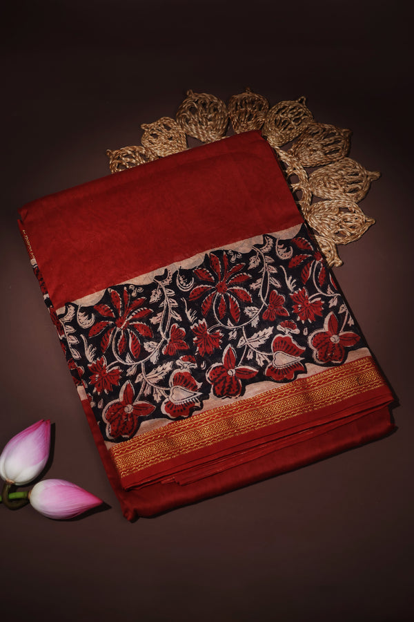 Maheshwari silk cotton - Rusty red
