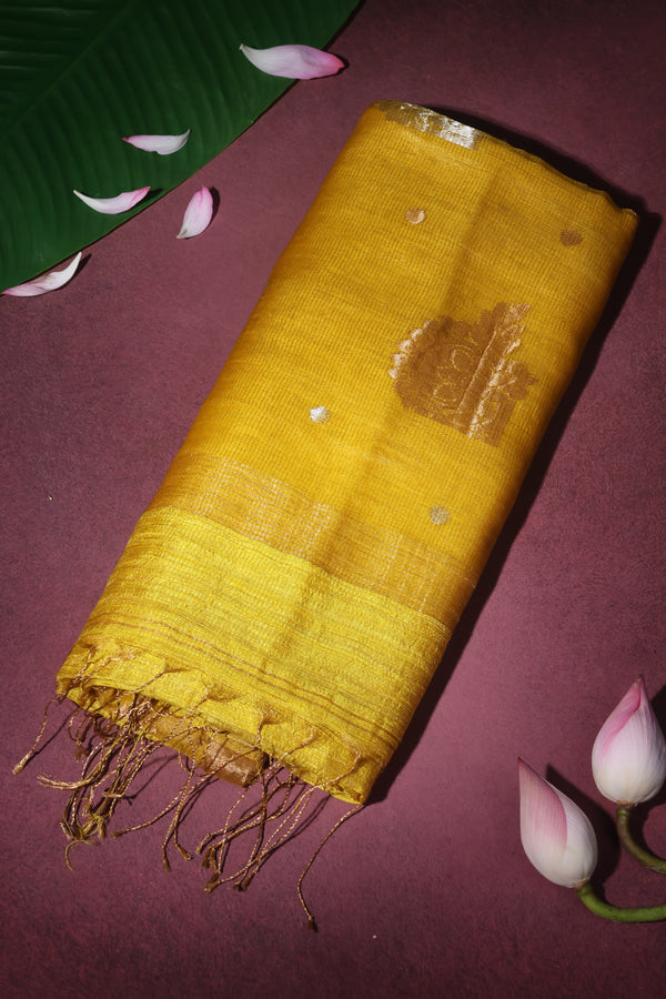 Sunheri Pure Matka- Muslin Silk Handwoven, with Silk mark