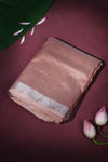Mangalgiri Silk - Peach cream with silver nizam border