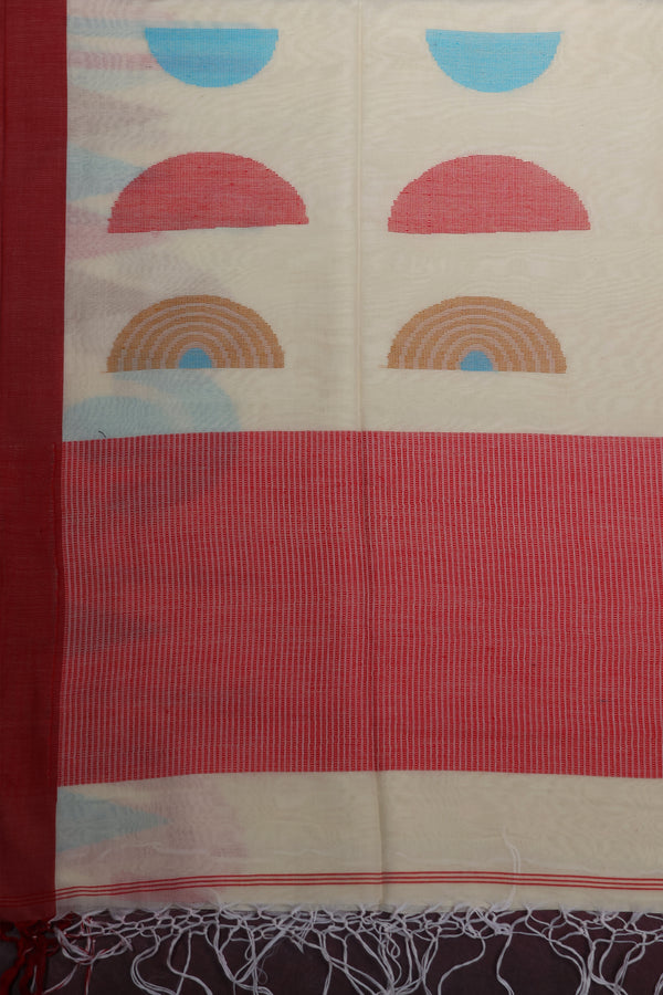 Pujo special!! Geometric Jamdani - off white. pure Hamdwoven