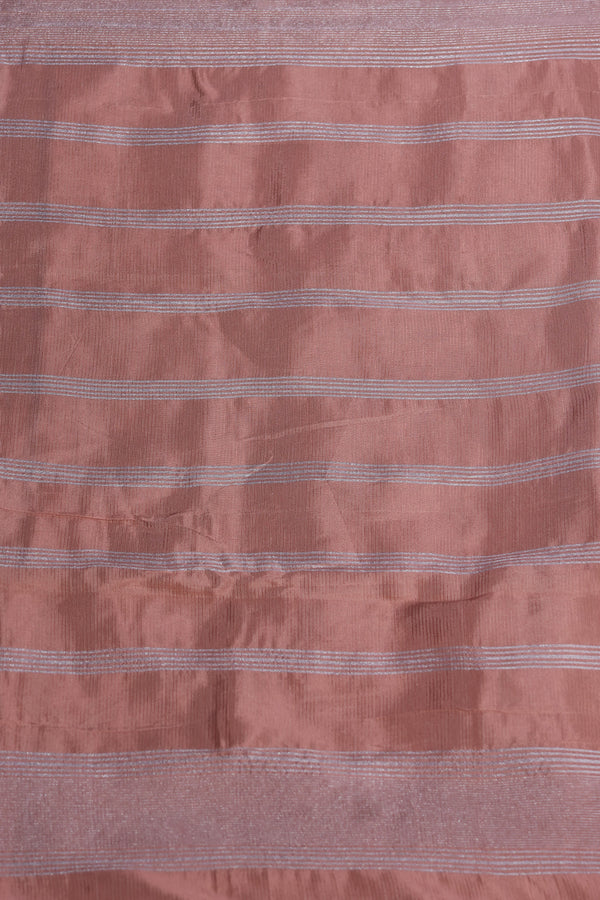 Mangalgiri Silk - Peach cream with silver nizam border