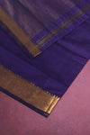Violet Mangalgiri Cotton Saree with Broad Gold Nizam Border