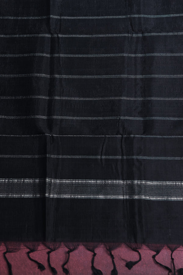 Mangalgiri Silk- Black With silver Nizam border