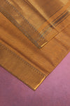 Mangalgiri Cotton Saree with Broad Gold Nizam Border- Mustard brown
