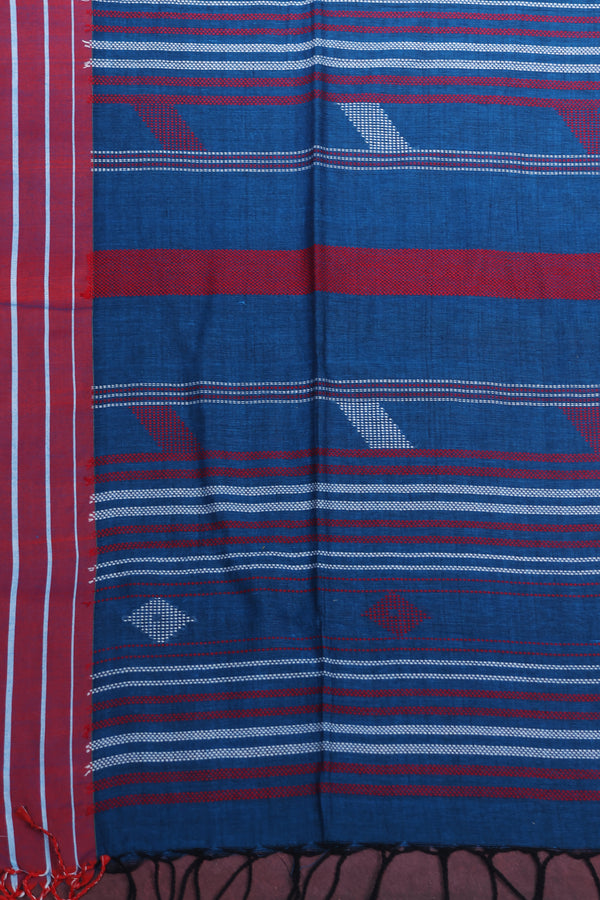 The Manipuri butta saree -Blue andMaroon Border