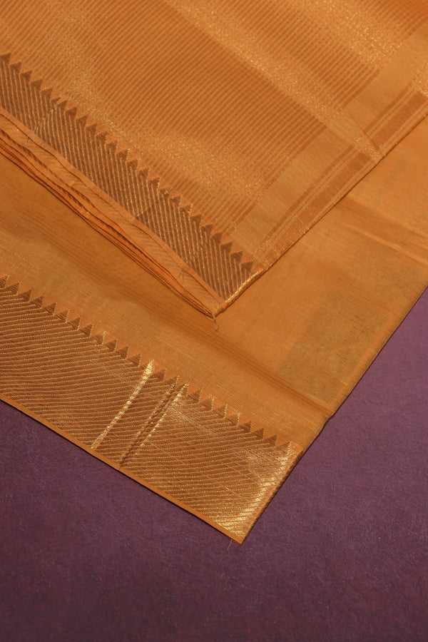 Yellow Mangalgiri Cotton Saree with Broad Gold Nizam Border