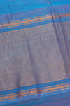 Blue Mangalgiri Cotton Saree with Broad Gold Nizam Border