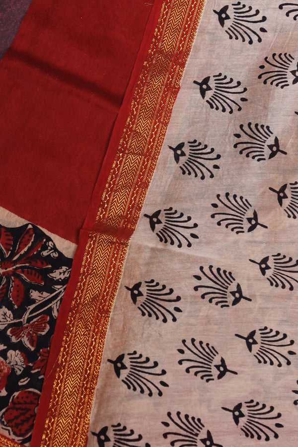 Maheshwari silk cotton - Rusty red