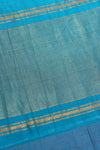 Cerulean Blue Mangalgiri Cotton Saree with Broad Gold Nizam Border
