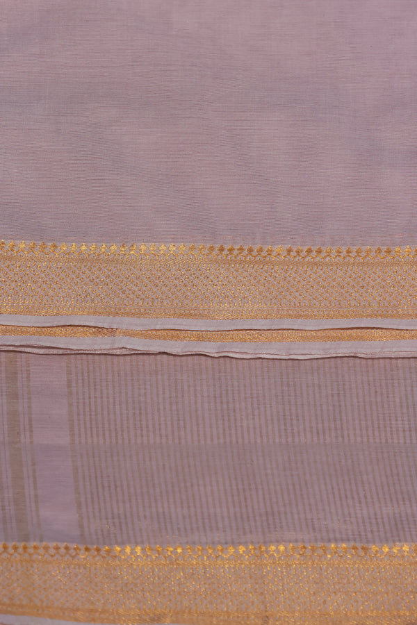 Mangalgiri cotton with Nizam Border Broad Gold- Creamy Beige