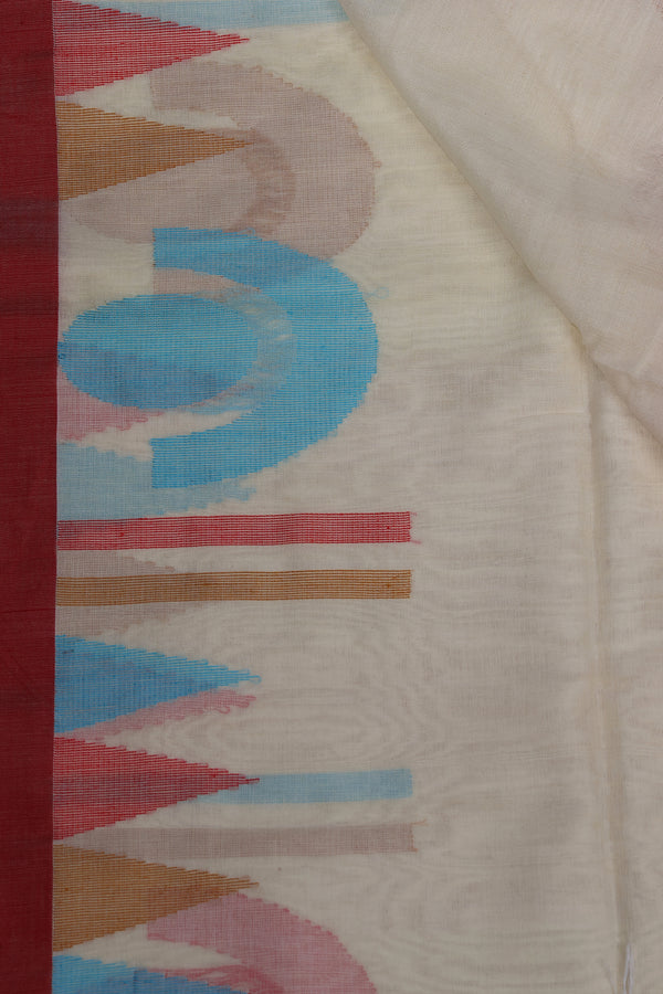 Pujo special!! Geometric Jamdani - off white. pure Hamdwoven