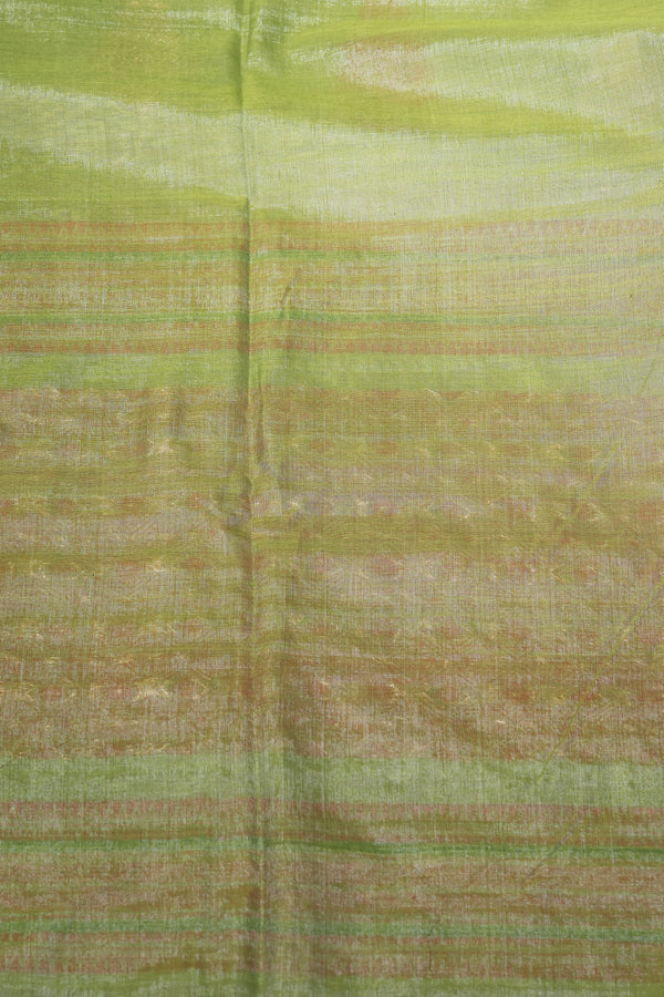 Kamona- Pure Tussar Silk Cotton Pista Green and Red