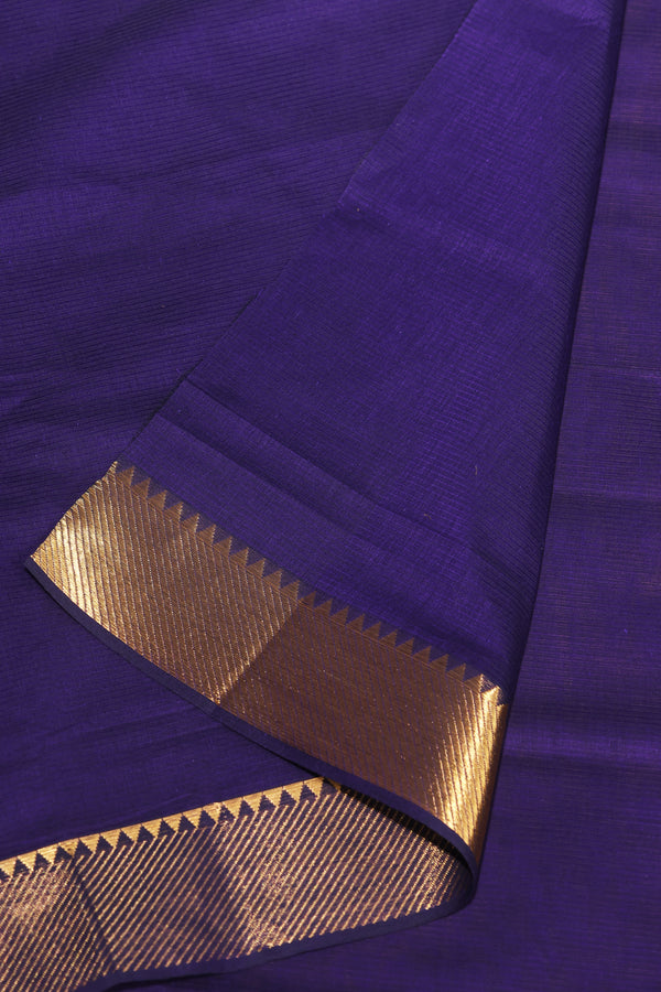 Violet Mangalgiri Cotton Saree with Broad Gold Nizam Border