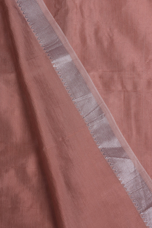 Mangalgiri Silk - Peach cream with silver nizam border