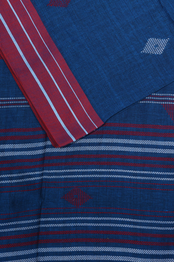 The Manipuri butta saree -Blue andMaroon Border