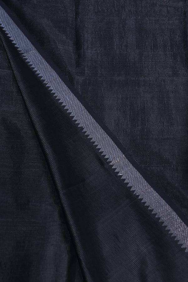 Mangalgiri Silk- Black With silver Nizam border