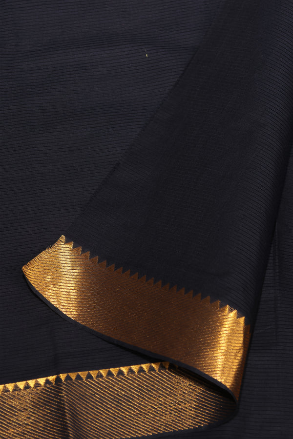 BlackMangalgiri Cotton Saree with Broad Gold Nizam Border