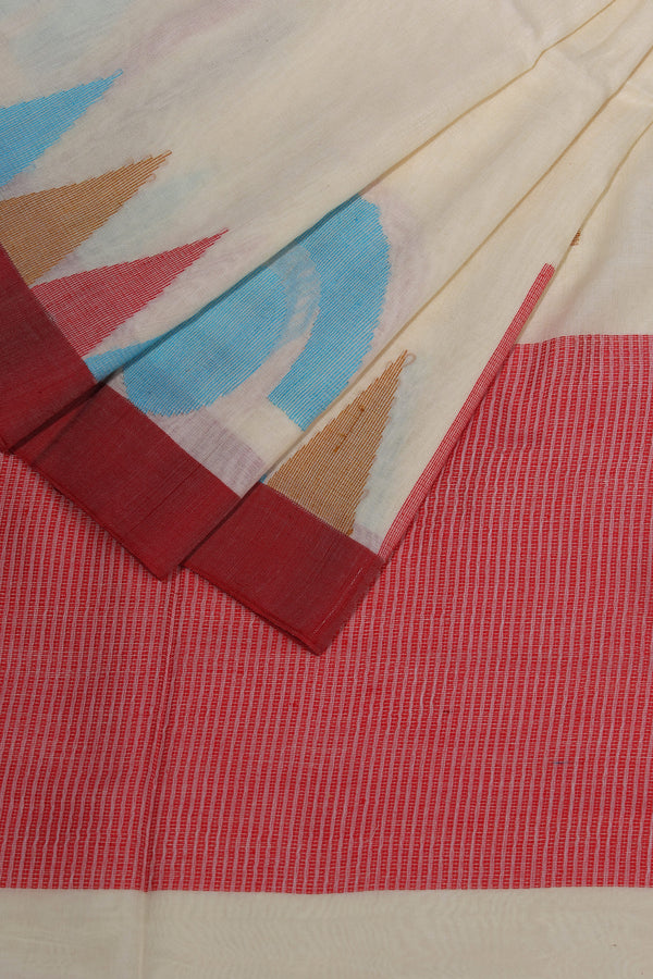 Pujo special!! Geometric Jamdani - off white. pure Hamdwoven