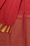 Devi Red Mangalgiri Cotton Saree with Broad Gold Nizam Border