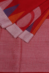 Pujo special !!Geometric Jamdani - Red. Pure handwoven