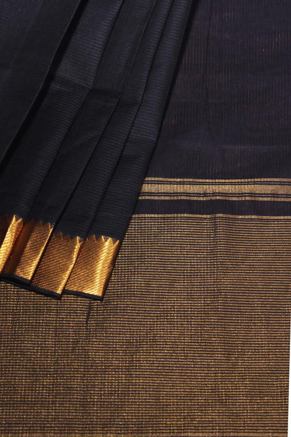 Mangalgiri Silk Black with Gold nizam border