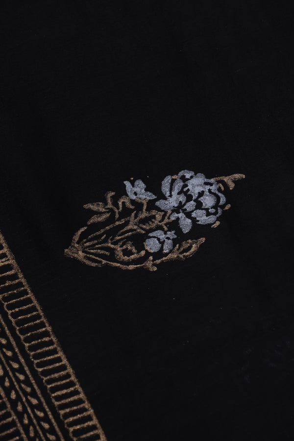 Chanderi silk cotton - block printed in gold and silver Motifs