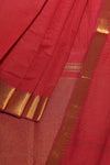 Devi Red Mangalgiri Cotton Saree with Broad Gold Nizam Border