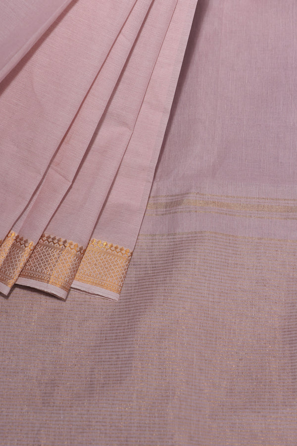 Mangalgiri cotton with Nizam Border Broad Gold- Creamy Beige