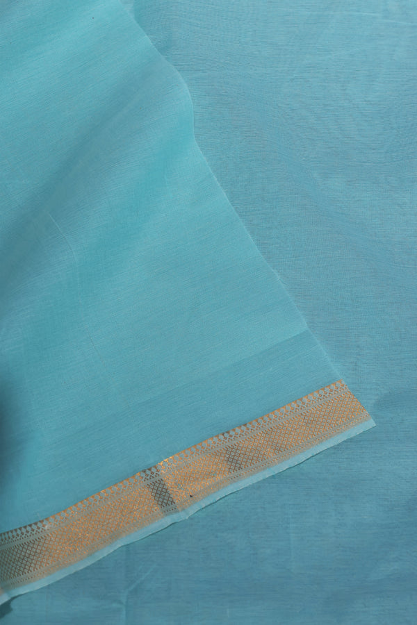Mangalgiri cotton with Nizam Border- Teal Blue