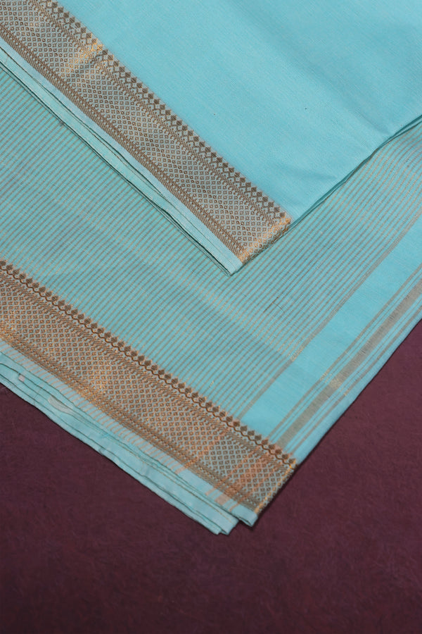 Mangalgiri cotton with Nizam Border- Teal Blue