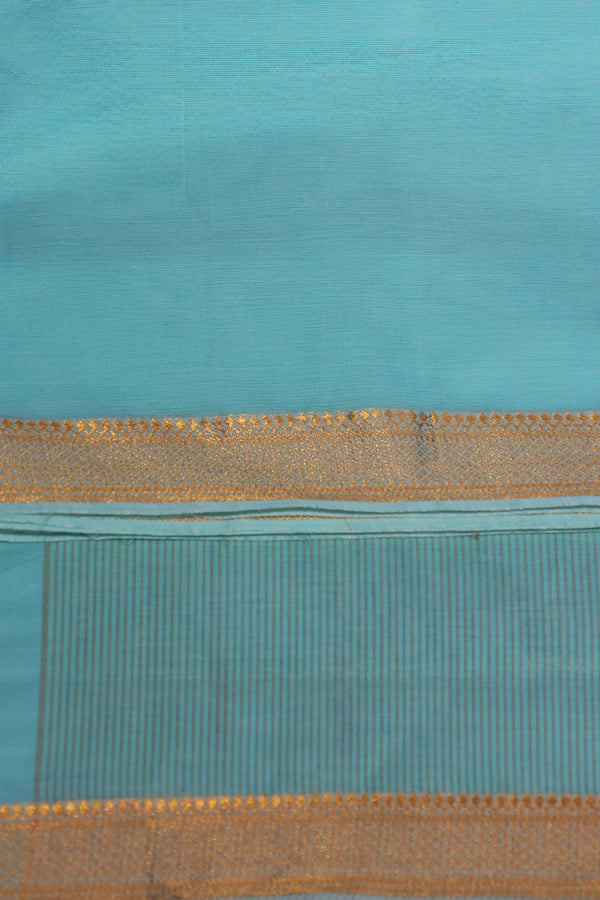 Mangalgiri cotton with Nizam Border- Teal Blue