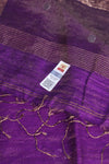 Purple Matka Muslin Saree with Copper & Silver Motifs – Silk Mark Certified