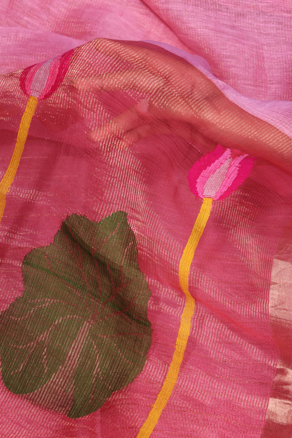 The Goddess pink lotus linen muslin silk
