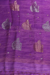 Purple Matka Muslin Saree with Copper & Silver Motifs – Silk Mark Certified
