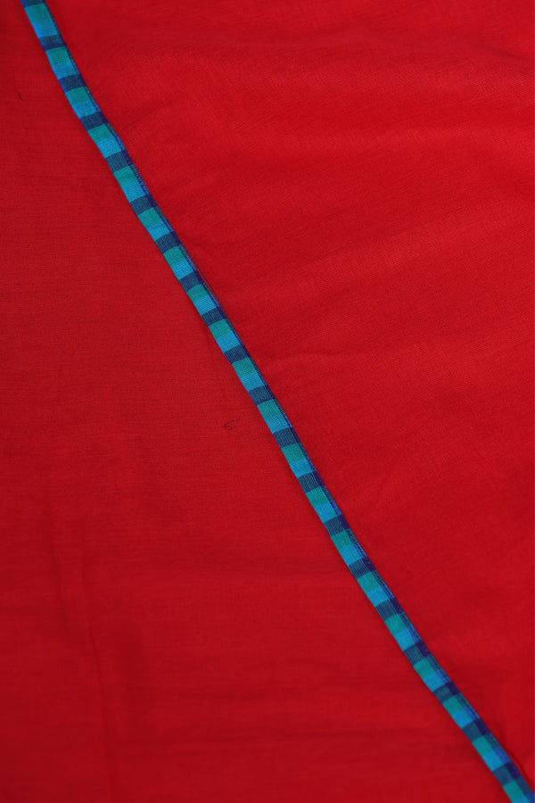 H.O.T curated - Red Mull Dramawith Blue Mangalgiri reverse border.