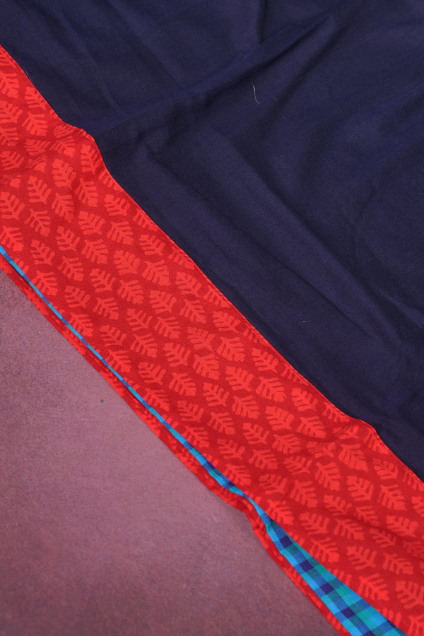 H.O.T curated- The navy blue drama - Red reverse border - Gajapathy Appliqué.