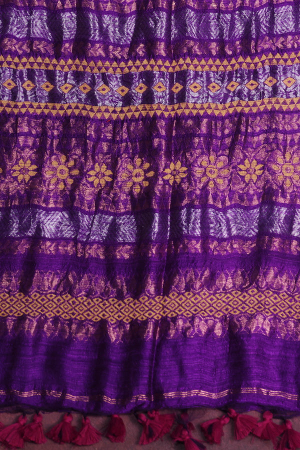 Purple Matka silk with Benarasi woven Anchal