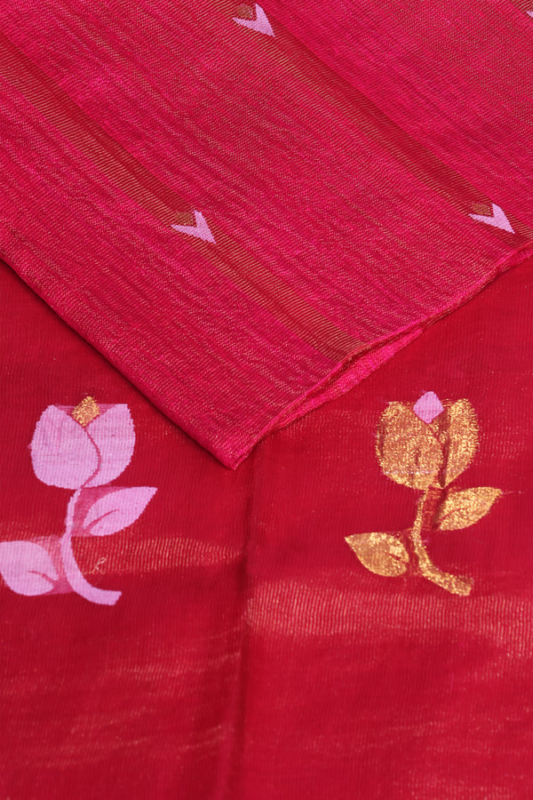 Tulip matka Muslin silk in Rani pink