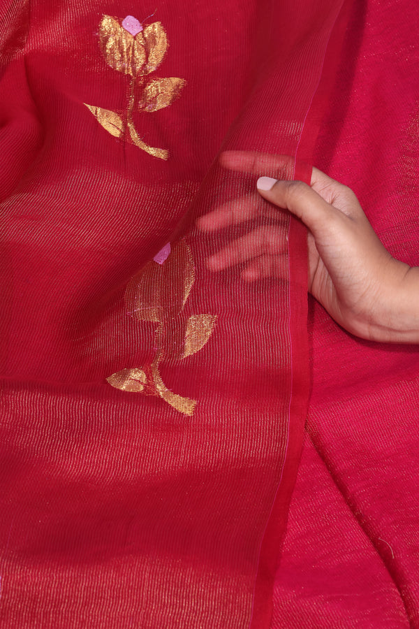 Tulip matka Muslin silk in Rani pink