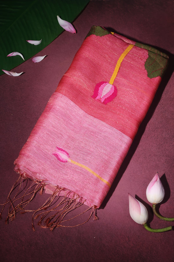 The Goddess pink lotus linen muslin silk