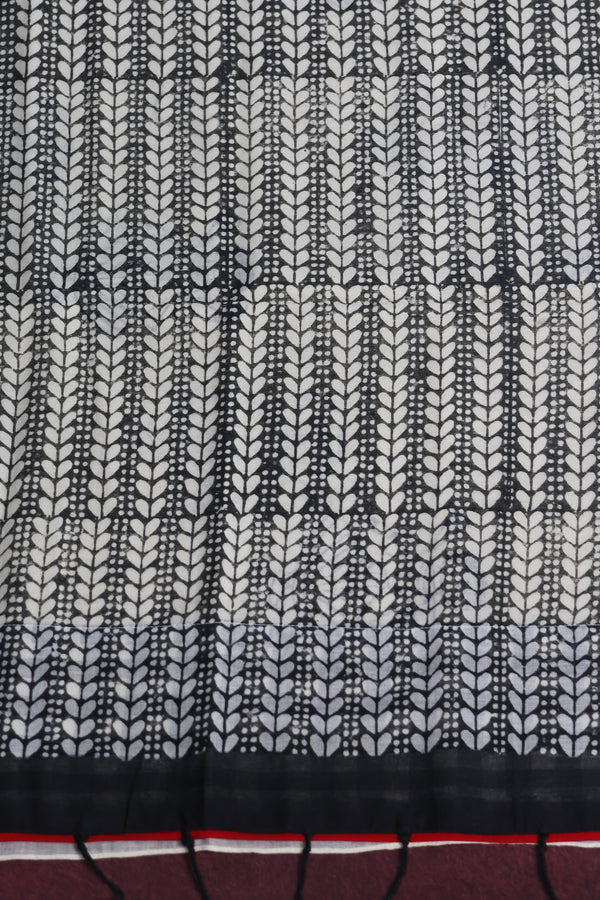 Shatranj – Block Printed Chapa Saree with Gamcha Border | Curated by House of Tisha