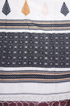 Ira - Pure Tussar Silk Cotton Off white and black with Minimal Golden border