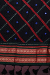 H.O.T curated- Black mull cotton with Ajrakh patch work border and mirror check patch work pallu