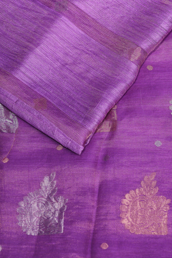 Lavender Matka Muslin jamdani - pure silk with silk mark