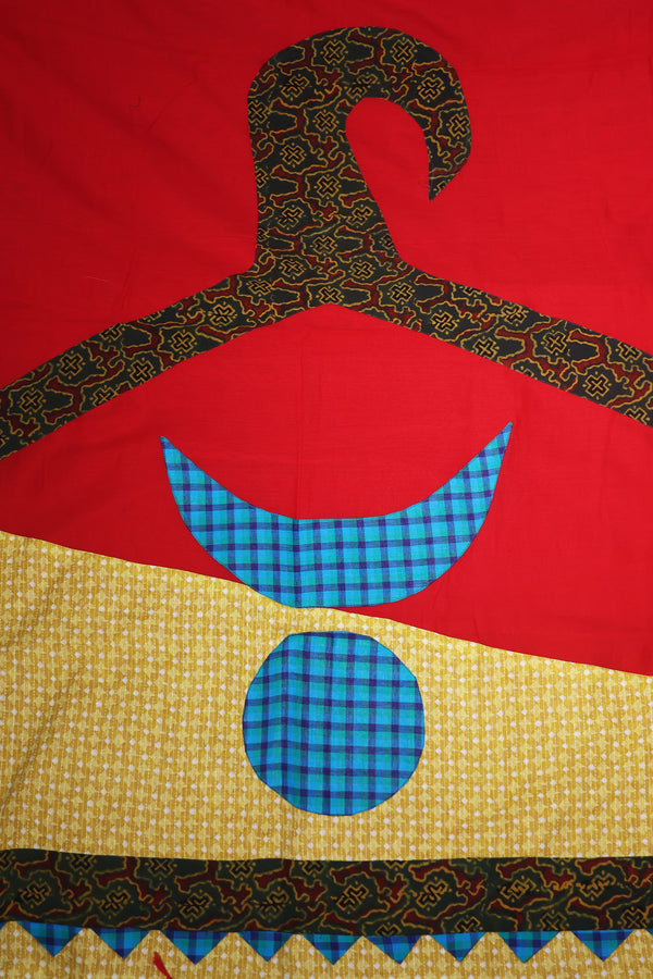 H.O.T curated - Red Mull Dramawith Blue Mangalgiri reverse border.