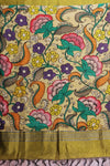 Green pure Mangalgiri silk with a hand painted pen kalamkari Anchal