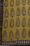Maheshwari silk cotton with Yellow Ajrakh border