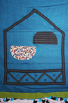 H.O.T curated - Mul Blue with Reverse border ( Black Kantha and off white kalamkari border)