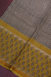 Kota doria - black stripes and yellow hand block printed border