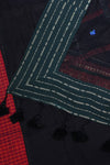 H.O.T curated- Black mull cotton with Ajrakh patch work border and mirror check patch work pallu